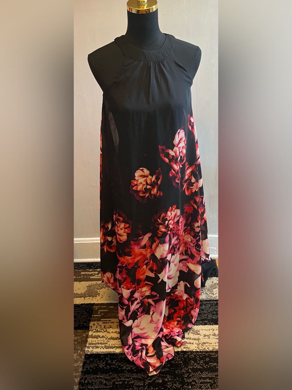 Charlotte Russe Code Tribeca Night Dress     Floral Halter Neck Chiffon Maxi XS
